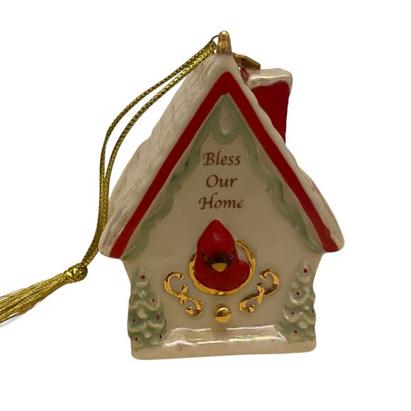 NWT Lenox "Bless Our Home" Christmas ornament "2010" - Holiday Cardinal Ceramic - Picture 13 of 16